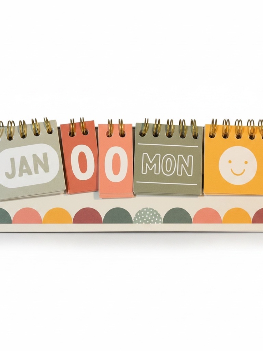 Mini Flip Desk Calendar in Sage, Coral & Mustard